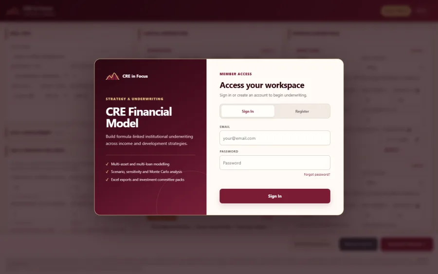 CRE Financial Model workspace